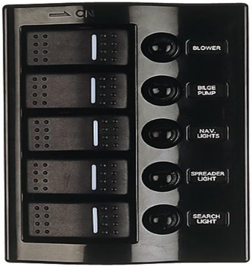 Panel de interruptores marinos iluminados de 5 posiciones Wave 425800-1 | Sea-Dog