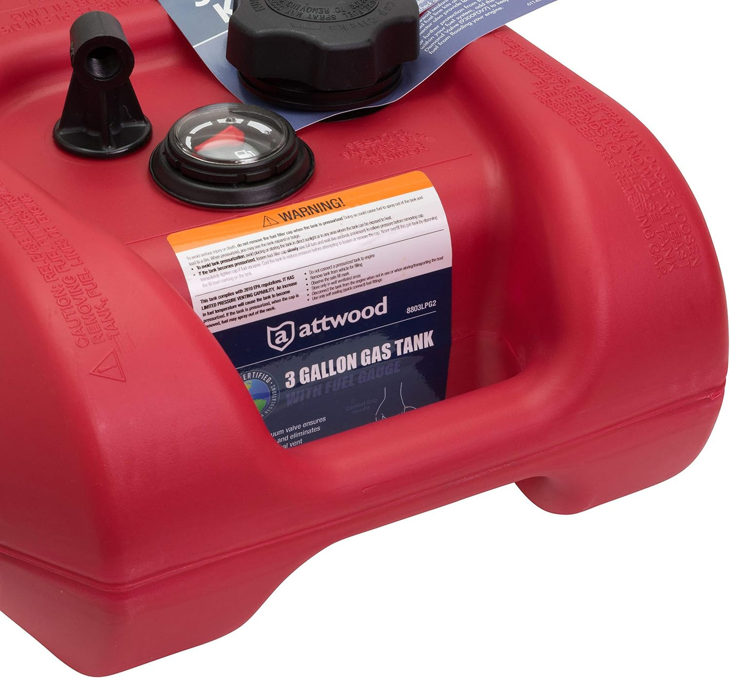 Tanque portátil de combustible 3 galones para motor fuera de borda | Attwood 8803LPG2