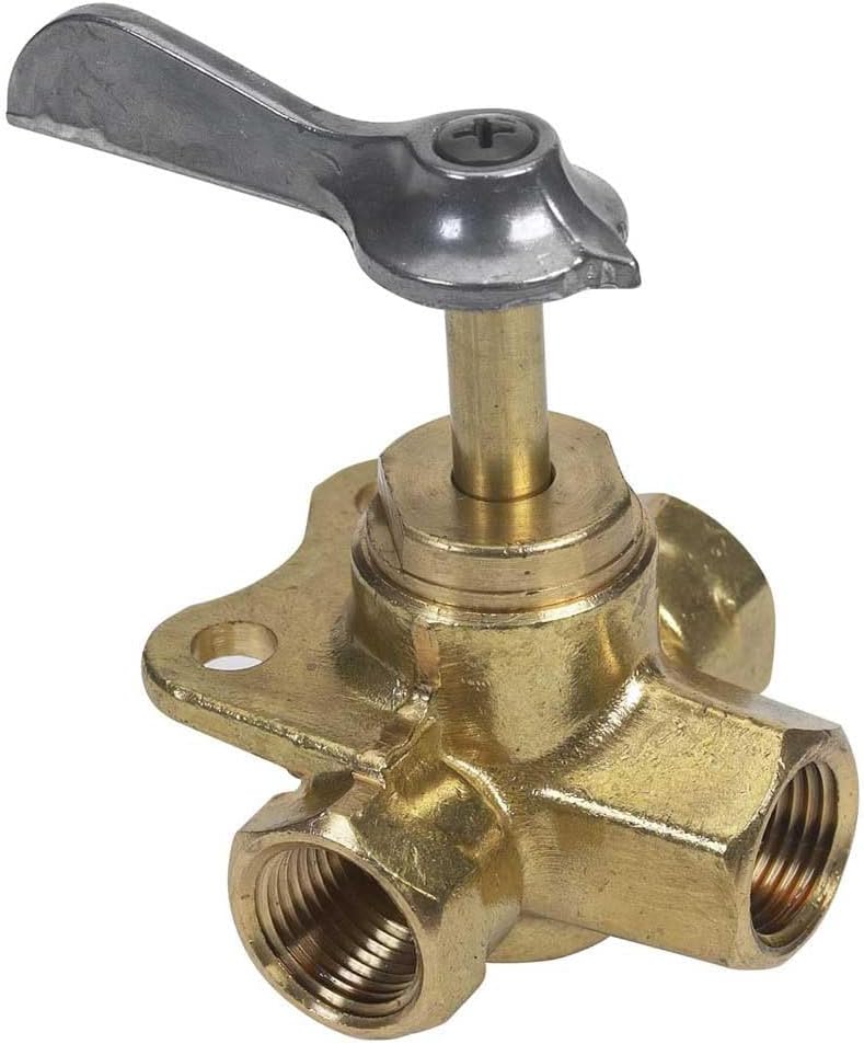 Válvula de combustible de 3 vías en latón 1/4" FNPT con posición de clic 033305-10 | Moeller