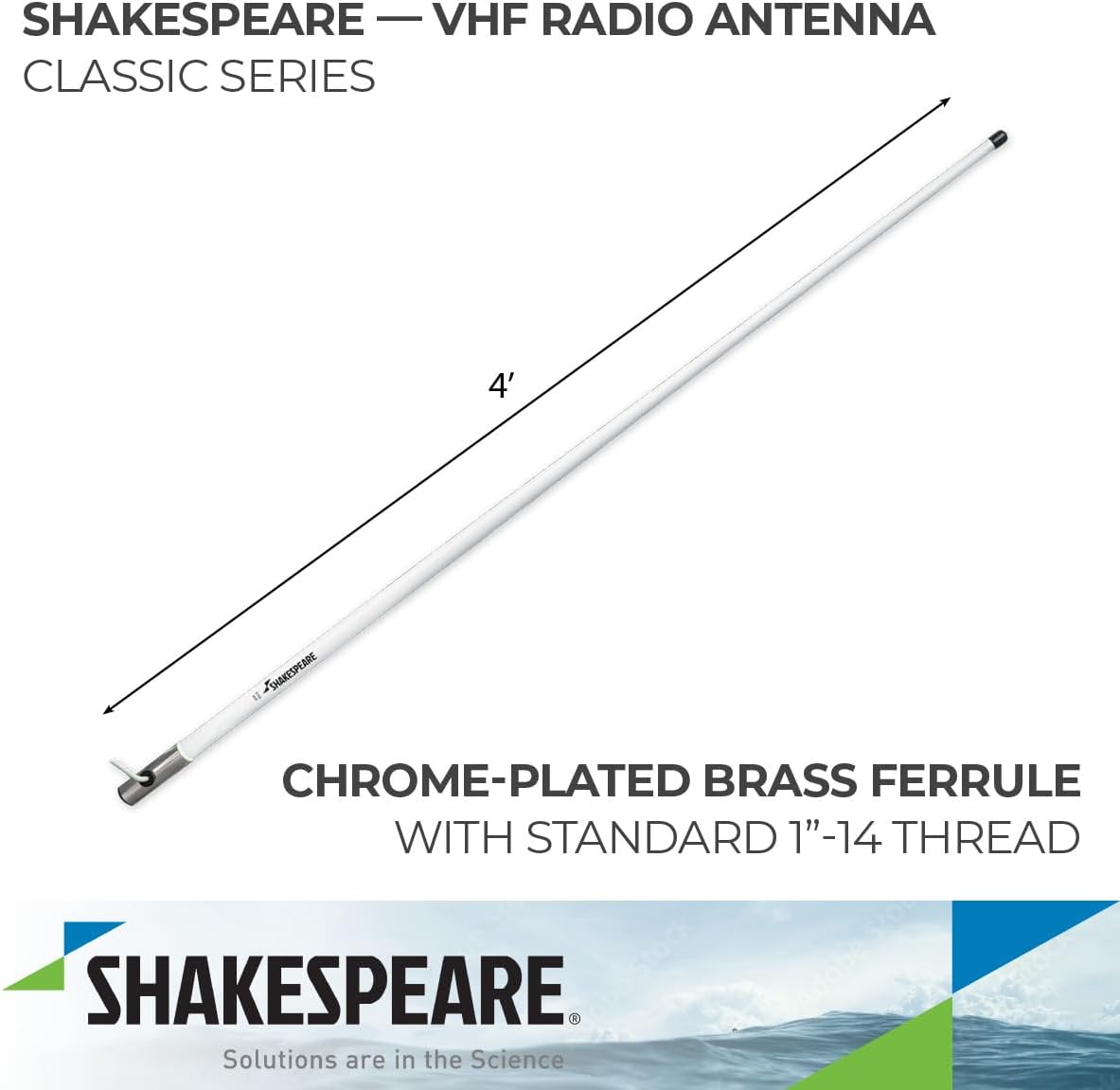Antena VHF marina 4 pies para embarcación | Shakespeare SHA5104