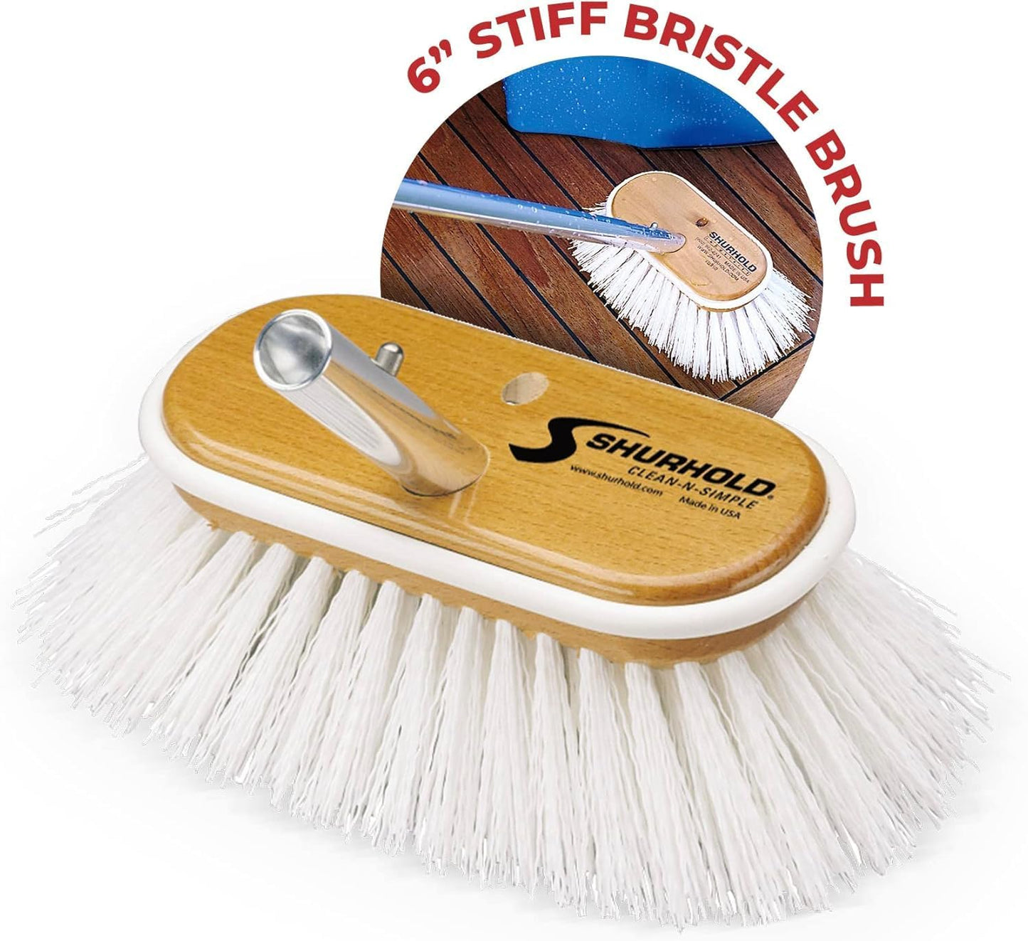 Cepillo para Cubierta Marina de 6" Cerdas Rígidas Blancas 950 | Shurhold