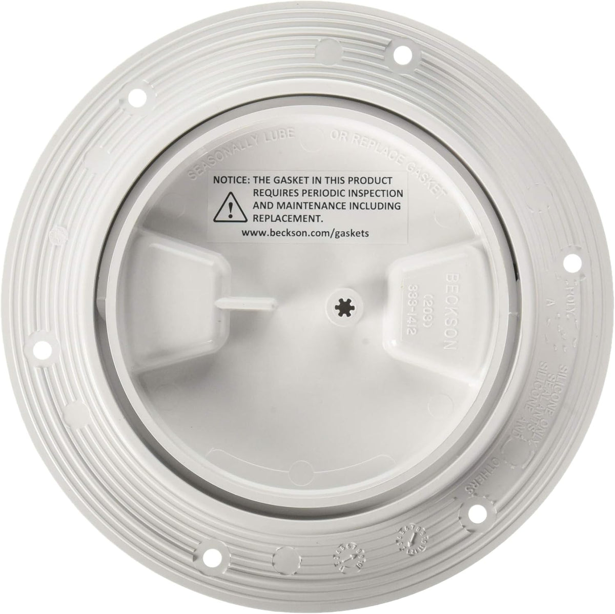 Tapa de acceso roscada para cubierta 4" con diseño diamante color blanco | Beckson DP40-W