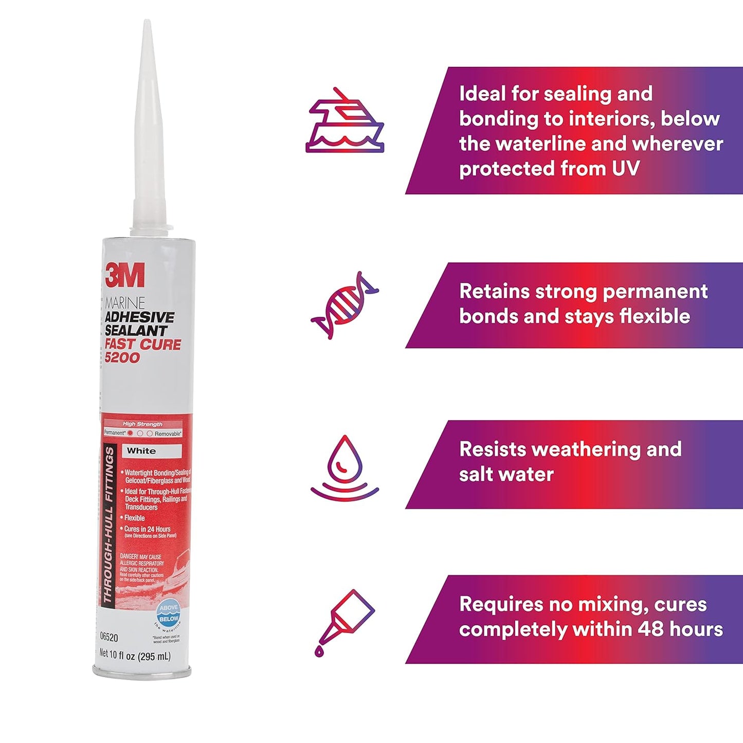Sellador Adhesivo Marino 5200 Fast Cure Blanco 10 oz (06520) | 3M