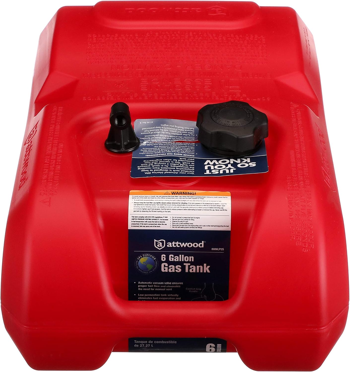 Tanque portátil de combustible 6 galones para motor fuera de borda | Attwood 8806LP2