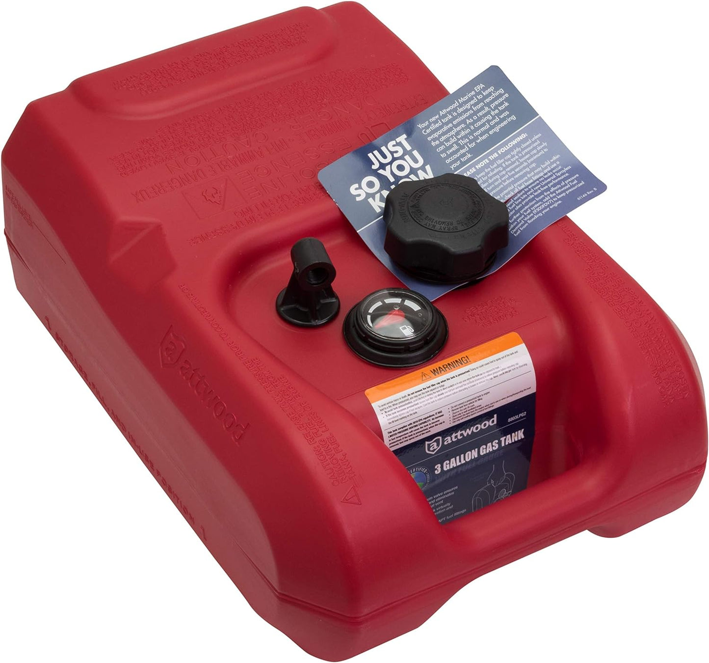 Tanque portátil de combustible 3 galones para motor fuera de borda | Attwood 8803LPG2