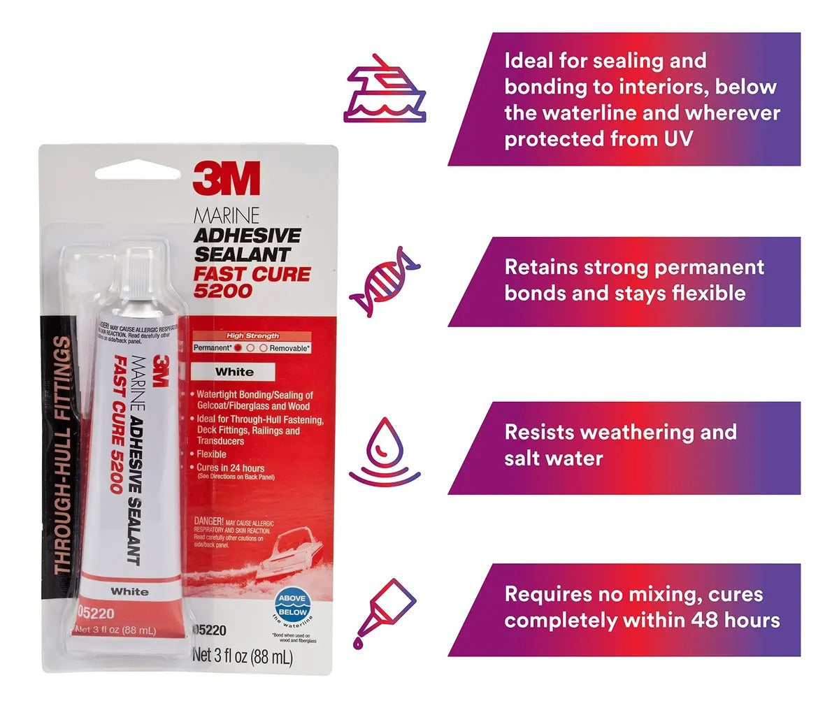 Sellador Adhesivo Marino 5200 Fast Cure Blanco 3 oz (05220) | 3M