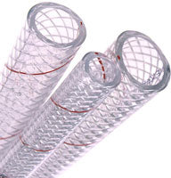 Manguera PVC reforzada transparente con tracer rojo 5/8" Serie 162-0586 | Shields