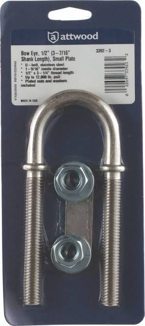 Argolla de Proa (Bow Eye) de Acero Inoxidable 1/2" con Tuercas Modelo ATT3392-3 | Attwood