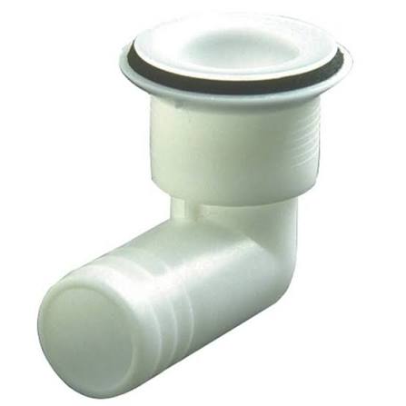 Conector plástico de drenaje a 90° para orificio de 1"