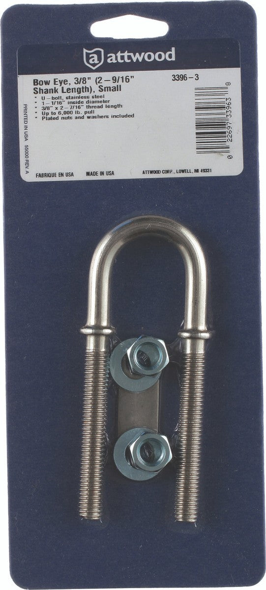 Argolla de Proa (Bow Eye) de Acero Inoxidable 3/8" con Tuercas Modelo ATT3396-3 | Attwood