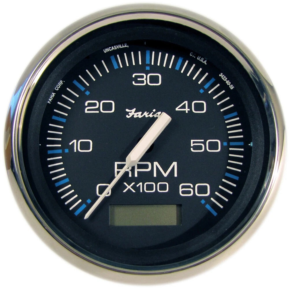 Tacómetro marino Chesapeake Black con horómetro 6000 RPM 4" | Faria Beede